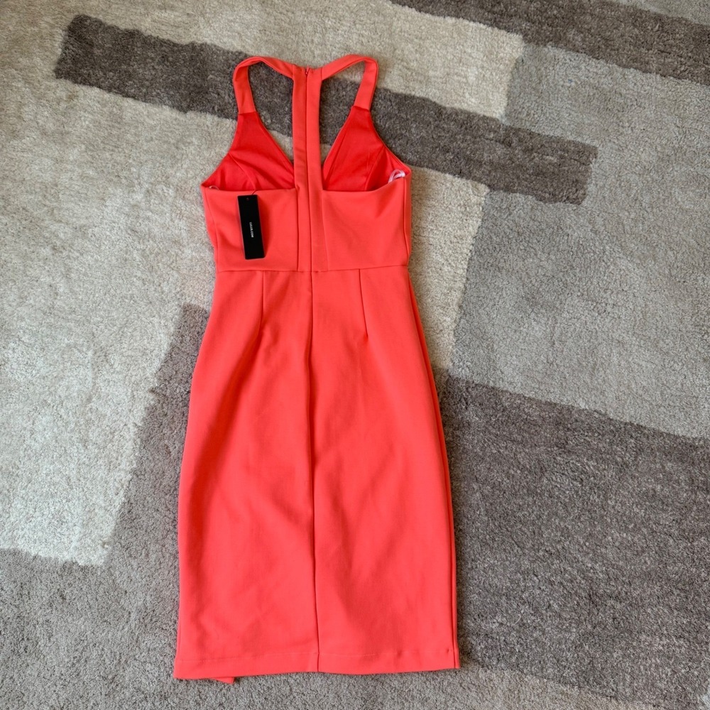 Lulus Coral Orange T-Back Bodycon Midi Dress RH13430LULU NWT Size Small - Picture 4 of 7